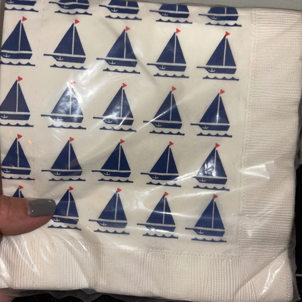 Vintage Beach | 20 Luncheon Napkins | Sailboat Theme Paper Napkins | New Sealed‎